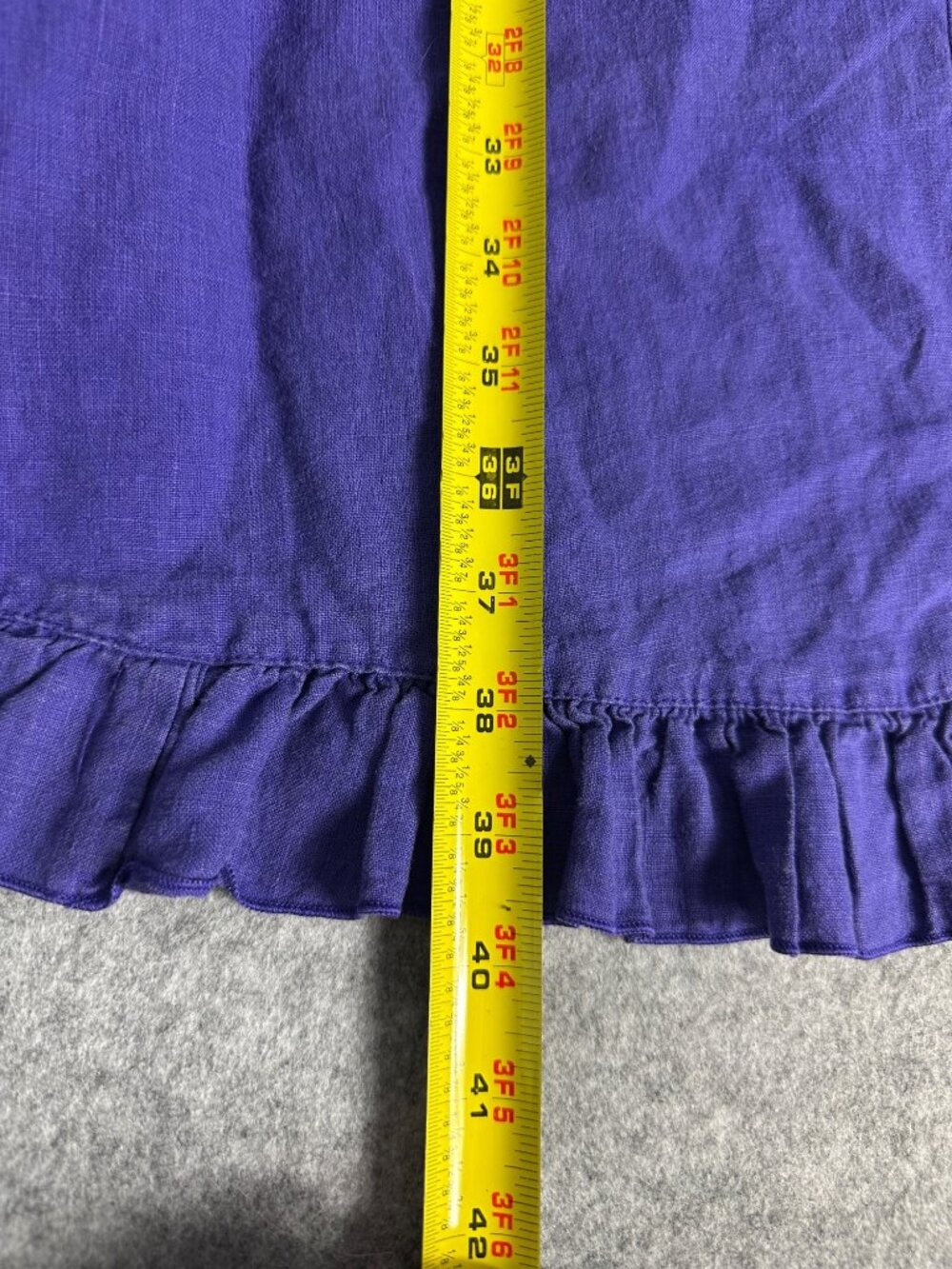 Bryn Walker 100% Linen Purple Ruffle Hem Tunic Dress Large Lagenlook - Picture 15 of 16